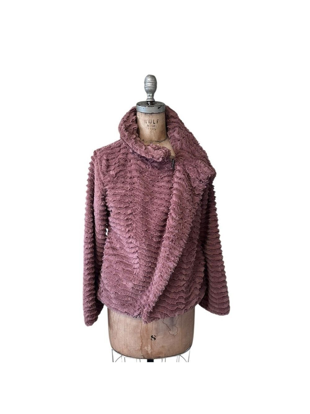 Patagonia Women’s Pelage Faux Fur Pink Mauve Full Zip Asymmetrical Size S EUC - Picture 5 of 8